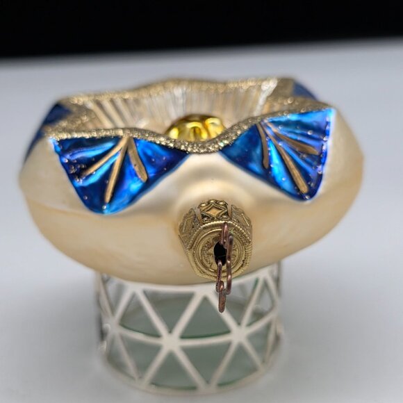 Inge Glas Round Indented Angel German Glass Christmas Ornament 3.5" - Picture 7 of 7